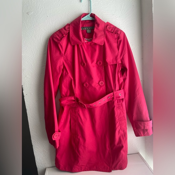 Kenneth Cole Reaction Vibrant Pink Trench Coat - Picture 1 of 7